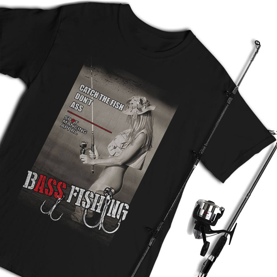 Tshirt Bass Fishing, cotton combat 24S, warna hitam, sablon plastisol. Harga Rp. 90 rb