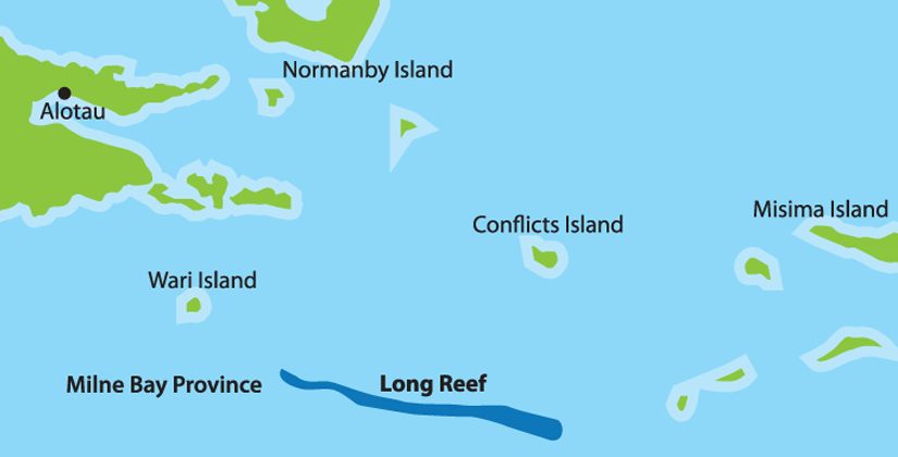 Peta spot Long Reef Papua New Guinea