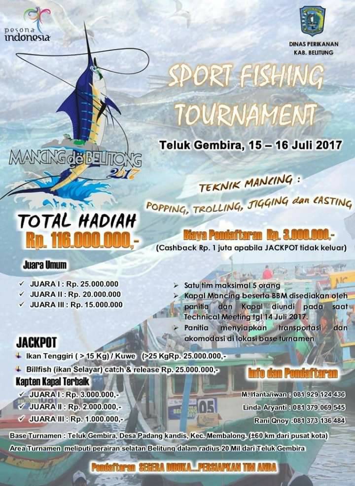 Sport Fishing Tournament 2017 'Mancing de Belitong' (dok.panitia)